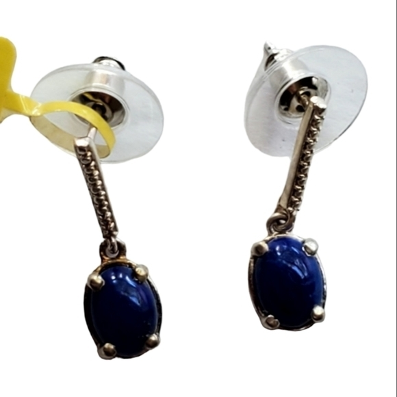 Source Unknown Jewelry - Blue Lapis Look Stone Dangle Pierced STS 925 Earrings NWT